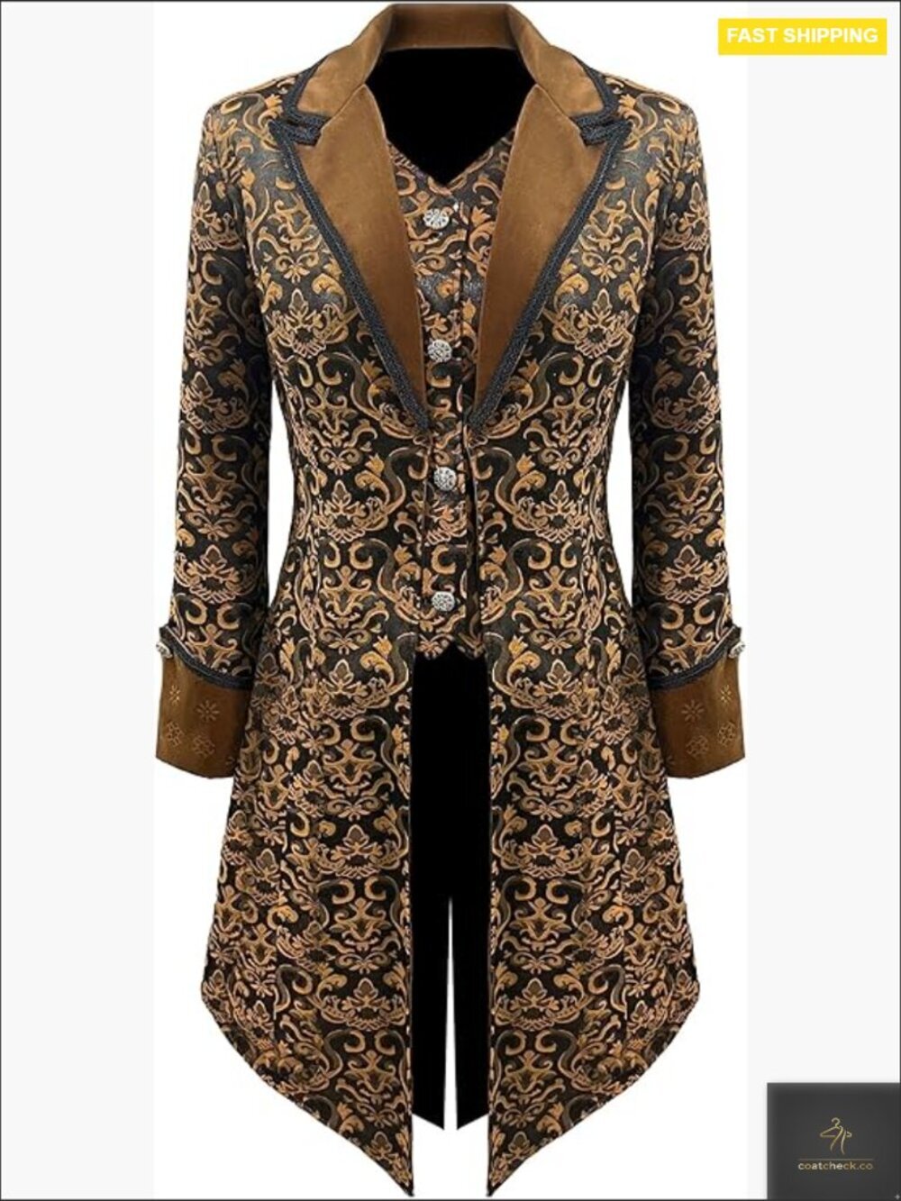 Steampunk Victorian Gothic Tailcoat Jacket Slim Fit Long Sleeve Knee Length